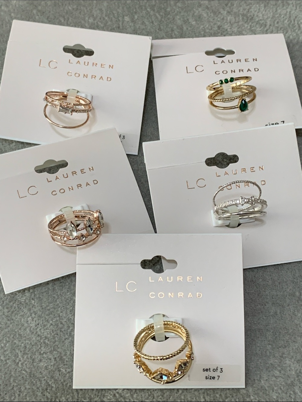 NWT LC Lauren Conrad set of 5 rings